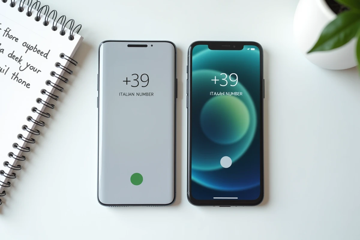 Comparaison visuelle entre l'indicatif téléphonique 39 et le format international +39 Italie affichés sur deux smartphones côte à côte