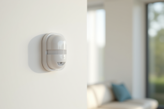 Détecteur de mouvement moderne blanc dans un intérieur lumineux