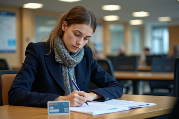 Jeune femme remplissant un formulaire de demande de passeport