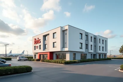 Façade extérieure de l'hôtel Ibis Budget Biarritz Anglet proche de l'aéroport avec parking