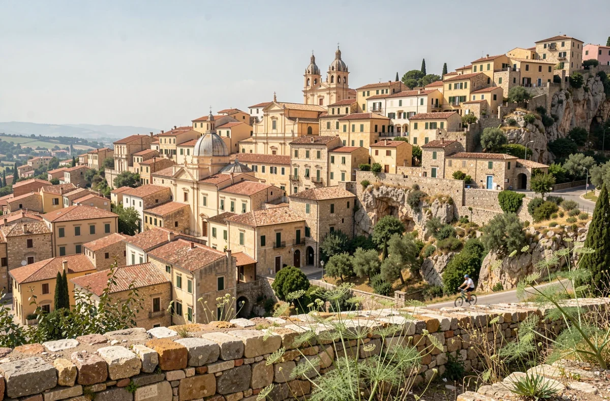 Vue panoramique sur les toits et les dômes baroques de Ragusa Ibla en Sicile depuis un belvédère