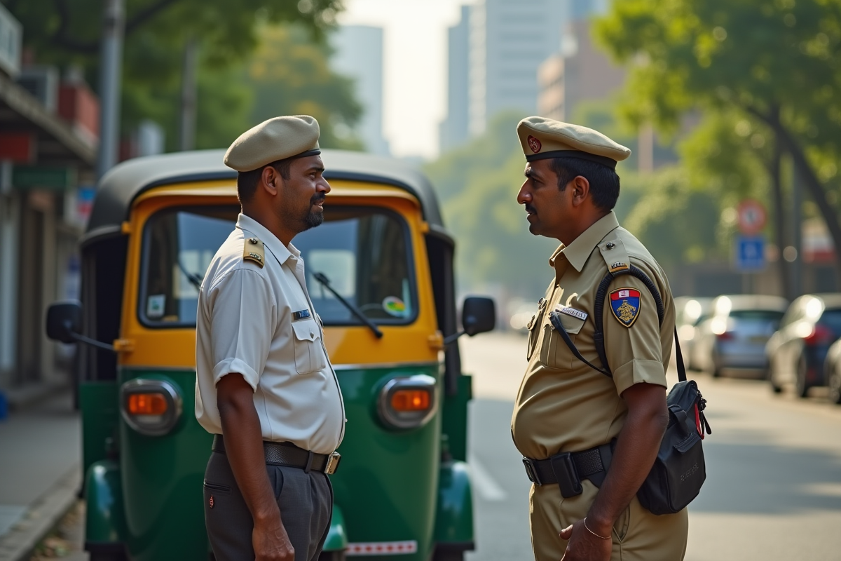 Résident parlant à un agent municipal à Navi Mumbai