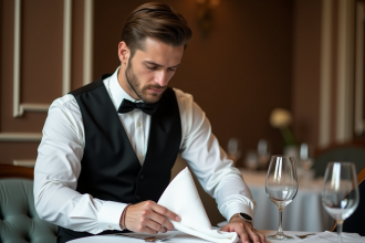Serveur professionnel en salle de restaurant hôtel
