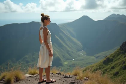 Femme souriante au Maido avec Cirque de Mafate